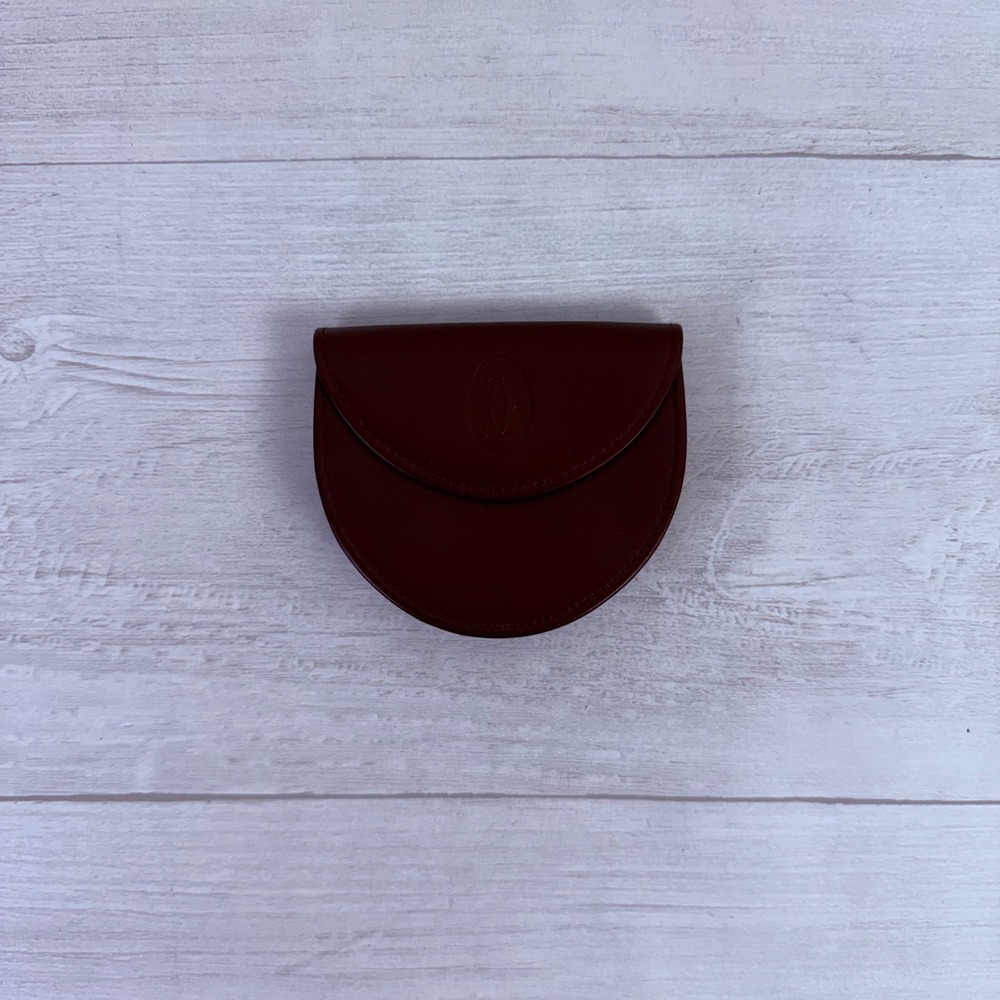 Cartier Coin Purse Wallet Unisex Burgundy Vintage Leather Quiet Luxury